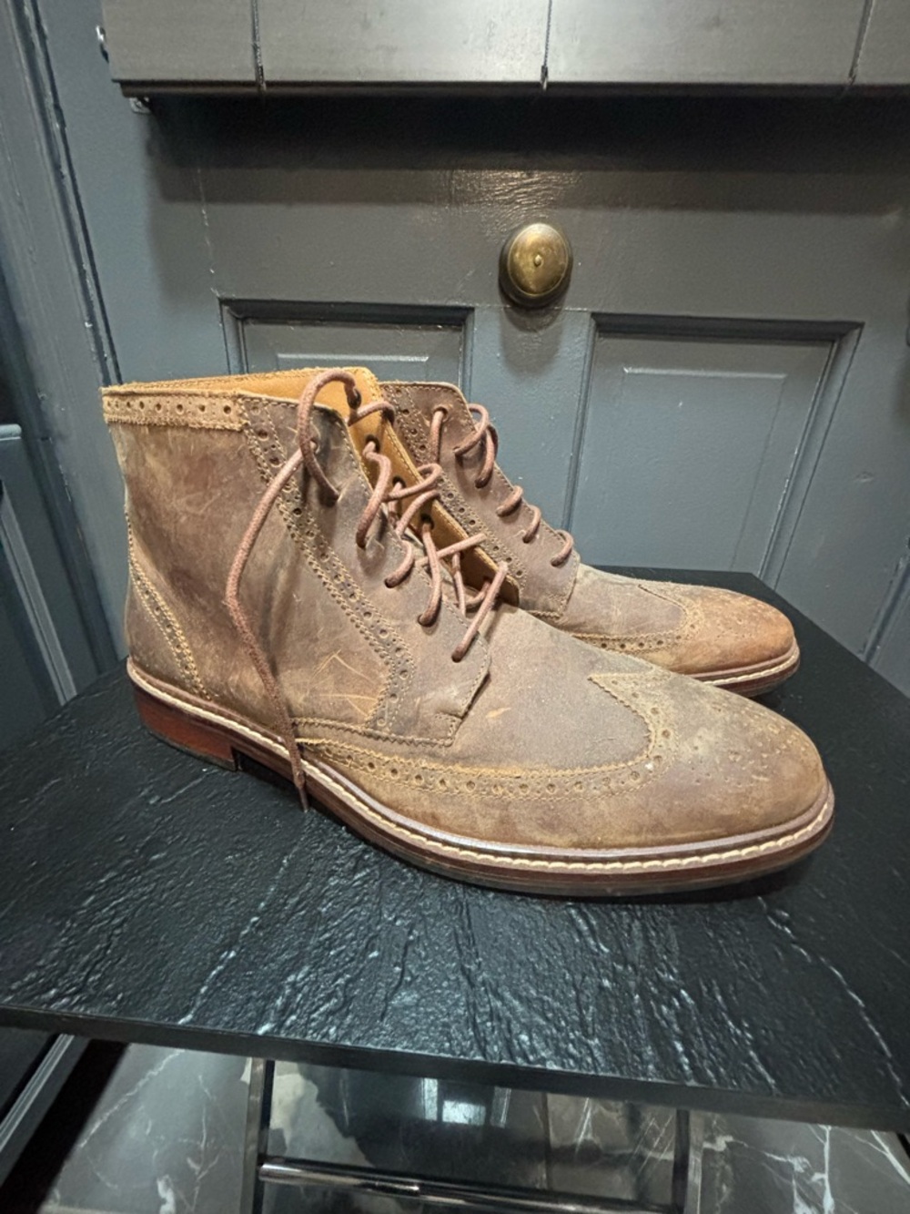 Cole Haan Men's Tan/Brown Suede Wingtip Chukka Boots
